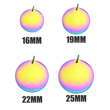 Stamping/ Engraving Rainbow Blank Stainless Steel Round Pendant