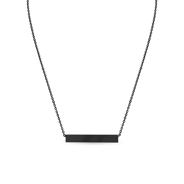 Large Square 4-Sided Horizontal Bar Polished Stainless Steel Necklace / SBB0302