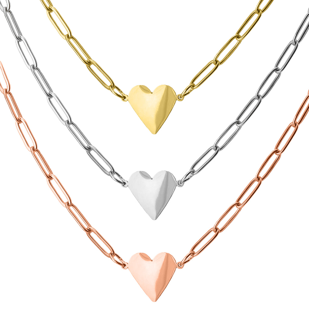 Stainless Steel Engravable Paperclip Heart Necklace Sbb0304 Wholesale Jewelry Website
