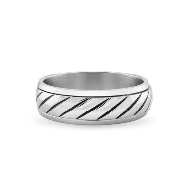 Stainless Steel Grooved Pattern Spinner Center Ring