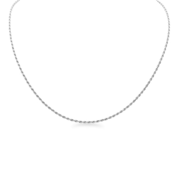 Sterling Silver Platinum Plated Diamond Cut Rope Chain / SSC0003