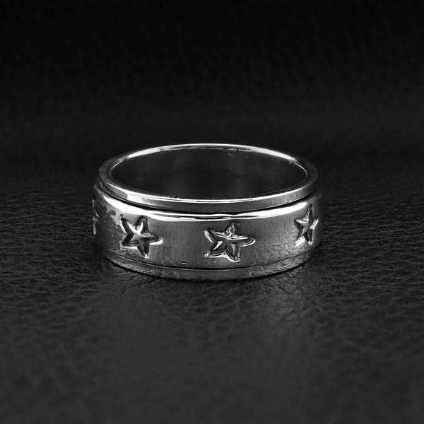 Sterling Silver Star Spinner Ring / SSR0073