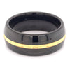 Gold Center With Black Edge Tungsten Comfort Fit Ring / TGR1017-Black Tungsten Wedding Band- Polish Tungsten- Tungsten Carbide Ring- Black Wedding Ring- Brushed Black Tungsten