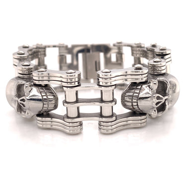 Stainless Steel Skull Bike Chain Bracelet / WCB1001-wholesale stainless steel jewelry- does stainless steel jewelry tarnish- stainless steel jewelry good- stainless steel jewelry cleaner- gold stainless steel jewelry