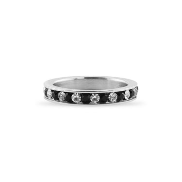 Black & Clear CZ Center Cubic Ring
