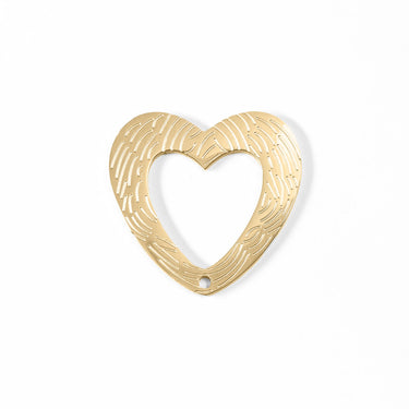 18K Gold PVD Stainless Steel Hollow Heart Charm 