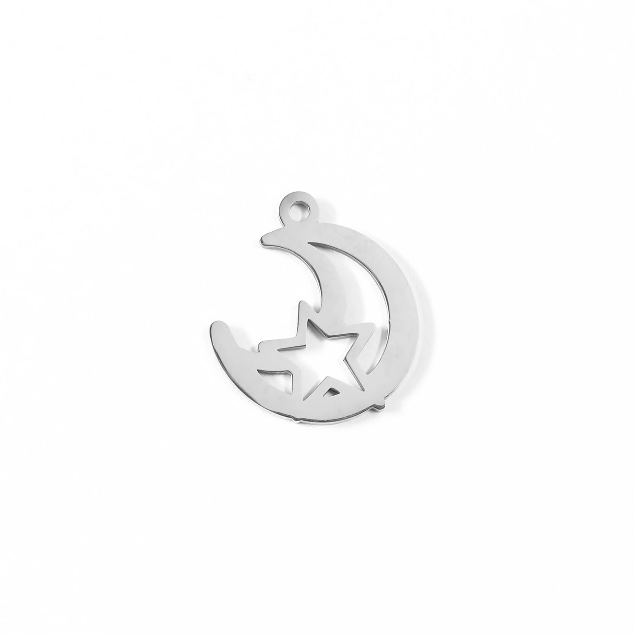 18k Gold PVD de acero inoxidable luna y encanto de estrella/PDL0019