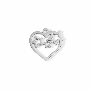 18K 골드 PVD 스테인레스 스틸 컷 아웃 하트 및 스타 매력/PDL0020
