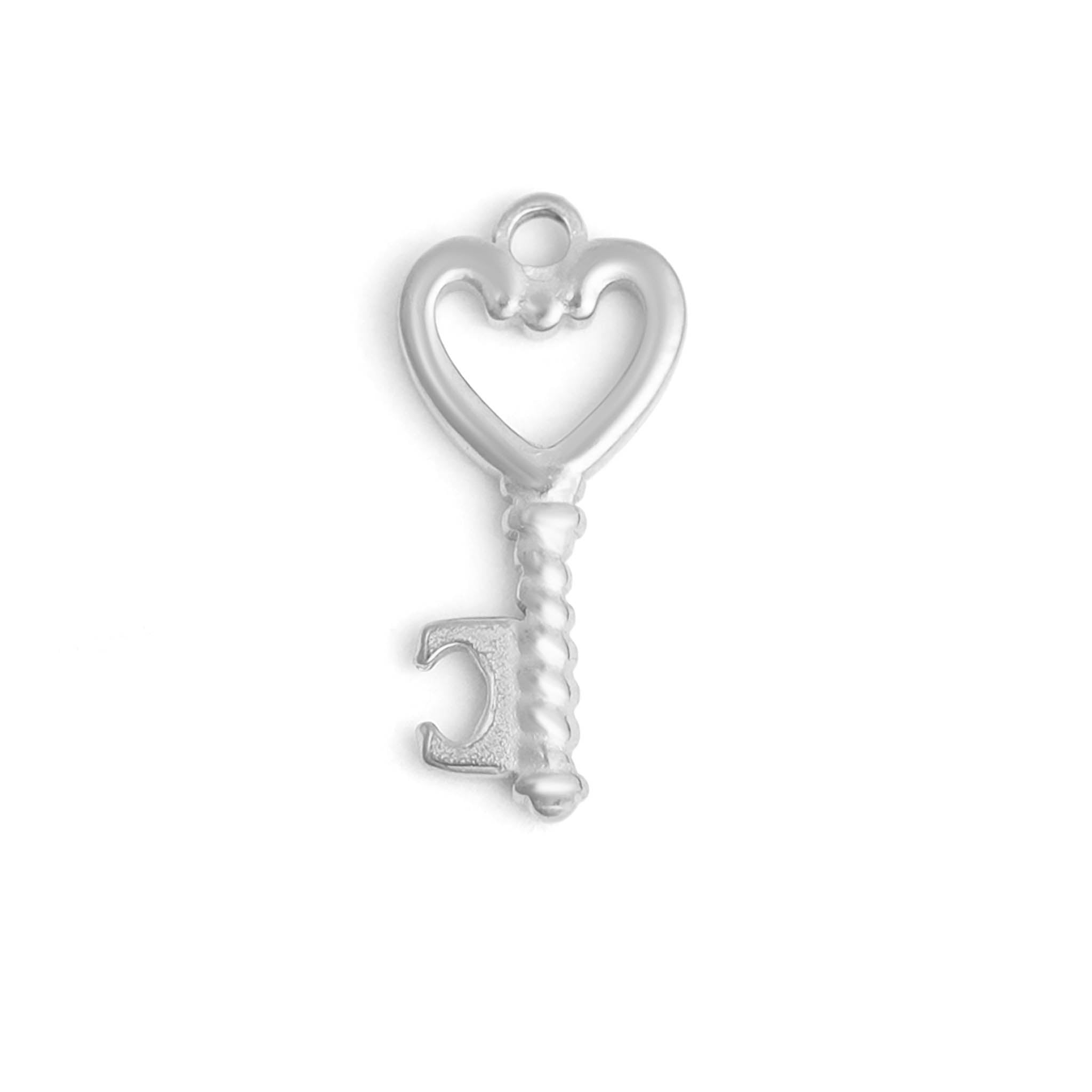 18K Gold PVD Stainless Steel Heart Key Charm / PDL0110