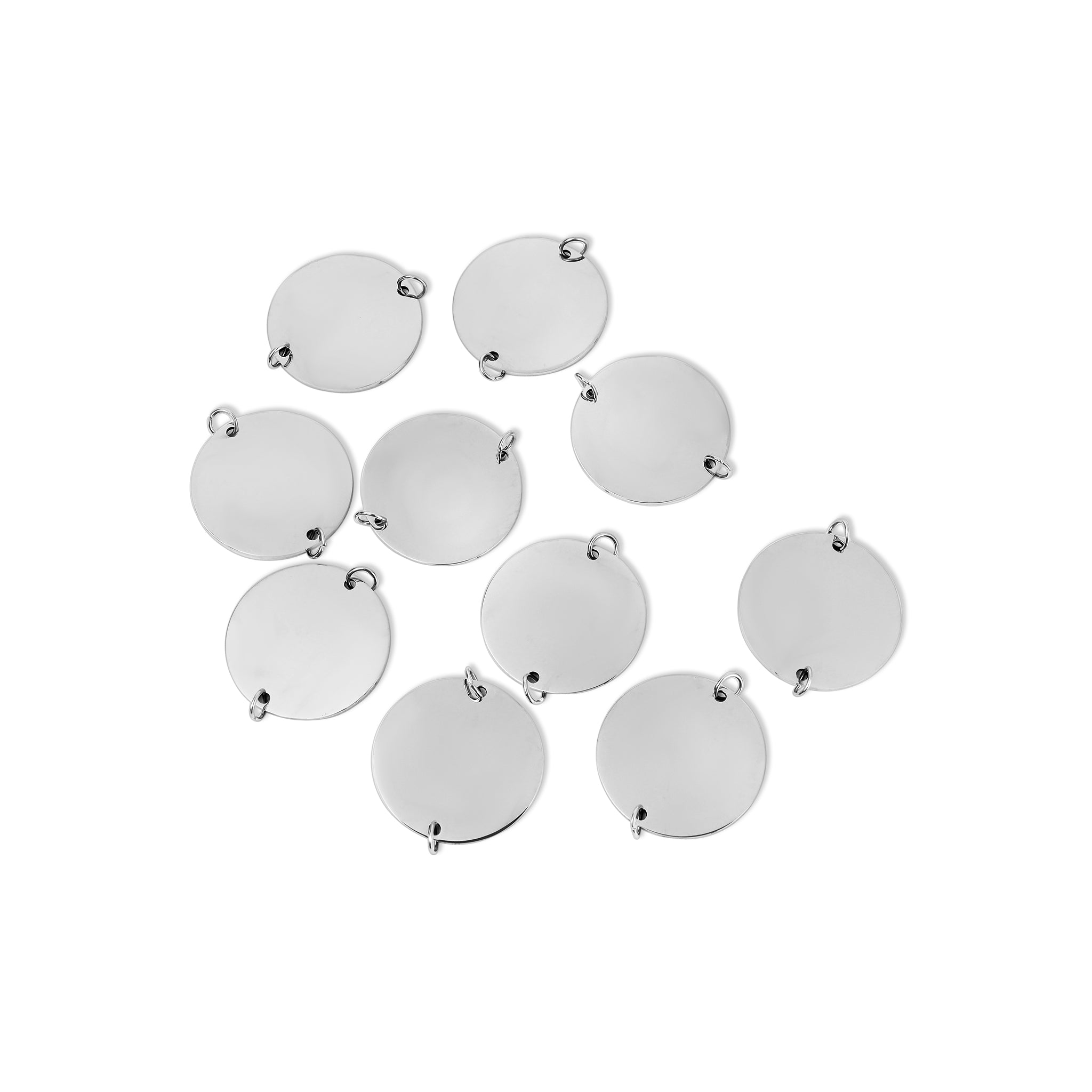 10 Pack - Polerat tomt rostfritt stål Runda hänge / SBB0023