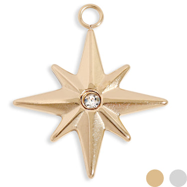 Compass star with CZ stone center