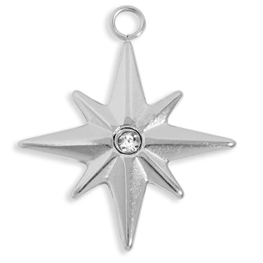 Compass star with CZ stone center