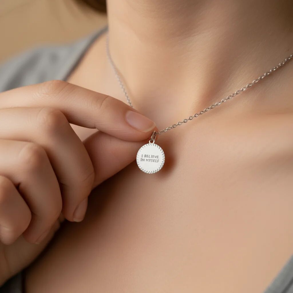 18k Gold PVD rostfritt stål "Jag tror på mig själv" charm / pdl0021