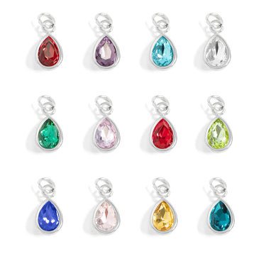 Stainless Steel Teardrop Birthstone Charm