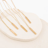 18K Gold PVD Stainless Steel Vertical Bar Necklace Engraved with Names
