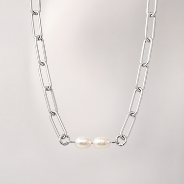 Silver Double Freshwater Pearl Connector Charm