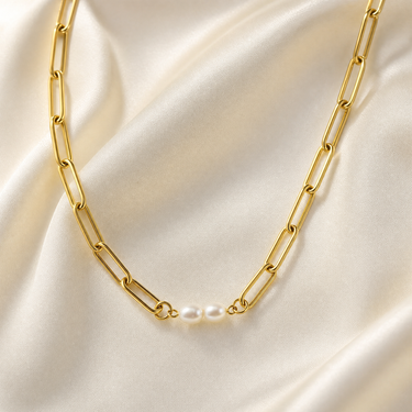 Gold Double Freshwater Pearl Connector Charm