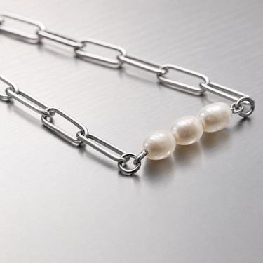 Silver Triple Freshwater Pearl Connector Charm