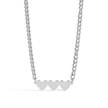 3 heart curb chain necklace