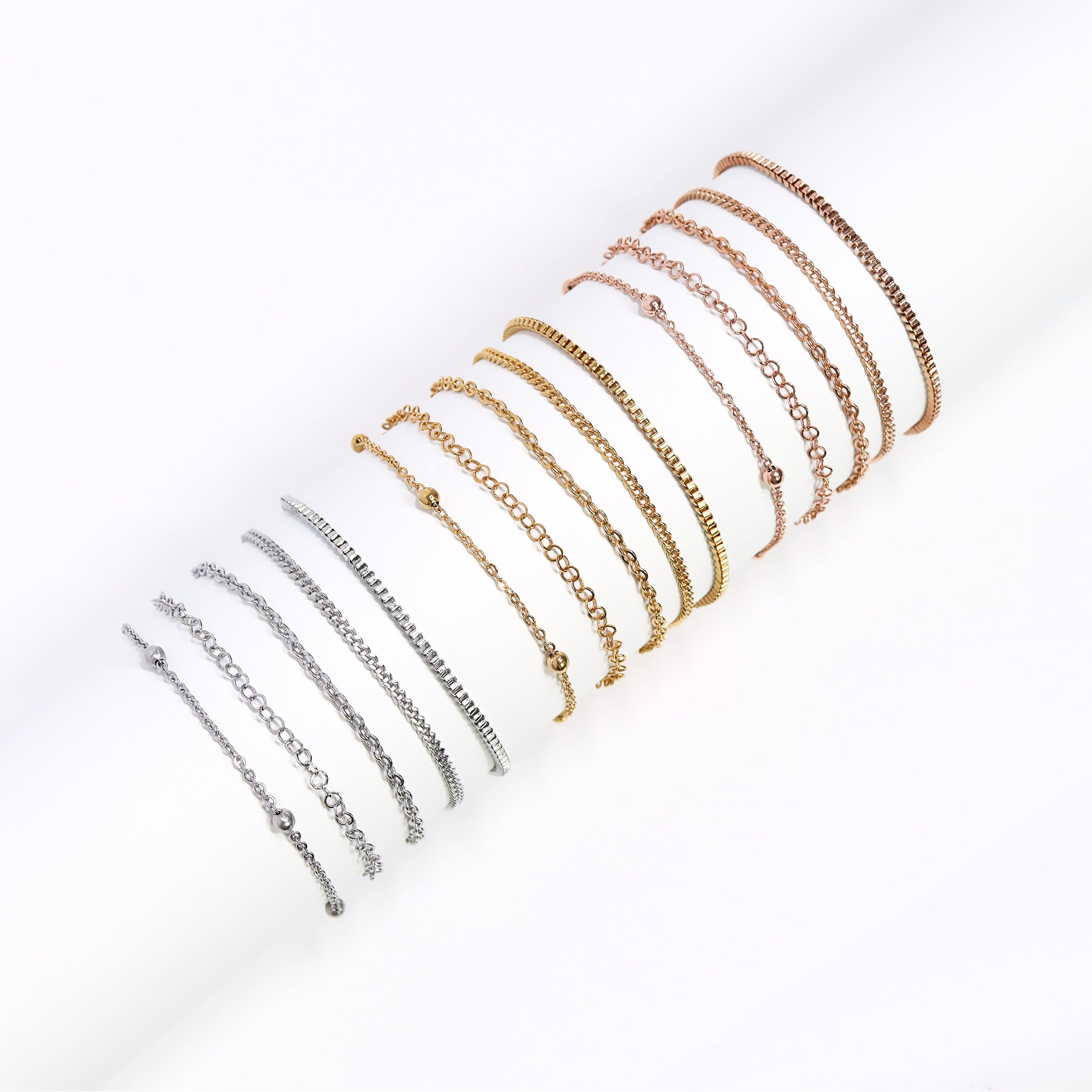 Permanent Jewelry Stainless Steel Chain Starter Kit - 5 Chain Style Pa