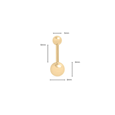 Wholesale jewelry 18K Gold PVD Stainless Steel Belly Button Ring- gold dimension photo  