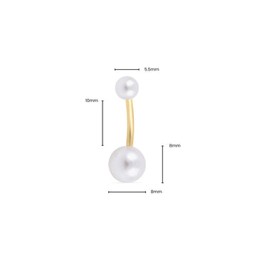 Wholesale jewelry 18K Gold PVD Stainless Steel Pearl Belly Button Ring- gold dimension photo  