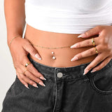 Wholesale jewelry 18K Gold PVD Stainless Steel Pearl Belly Button Ring- Gold model 