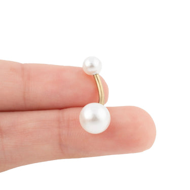 Wholesale jewelry 18K Gold PVD Stainless Steel Pearl Belly Button Ring- gold scale shot