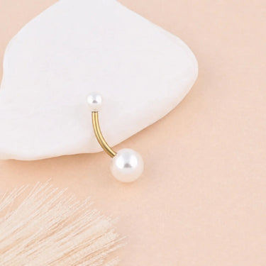 Wholesale jewelry 18K Gold PVD Stainless Steel Pearl Belly Button Ring- gold studio