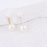 Wholesale jewelry 18K Gold PVD Stainless Steel Pearl Belly Button Ring- stainless and gold studio 