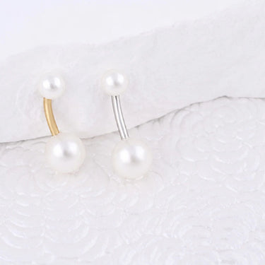 Wholesale jewelry 18K Gold PVD Stainless Steel Pearl Belly Button Ring- stainless and gold studio 