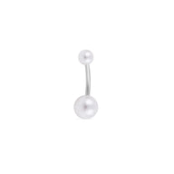 Wholesale jewelry 18K Gold PVD Stainless Steel Pearl Belly Button Ring- stainless main 