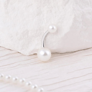 Wholesale jewelry 18K Gold PVD Stainless Steel Pearl Belly Button Ring- stainless studio 