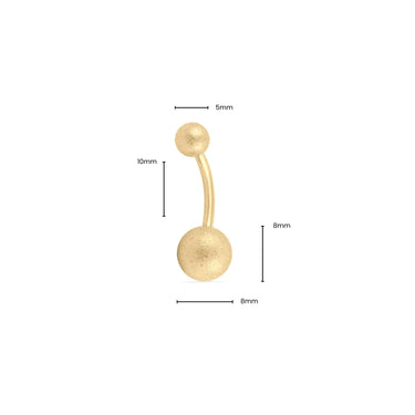 Wholesale jewelry 18K Gold PVD Stainless Steel Sparkle Belly Button Ring- gold dimension photo  