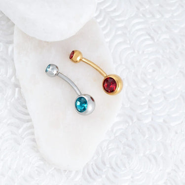 Stainless Steel Colorful Stone Belly Button Ring- studio