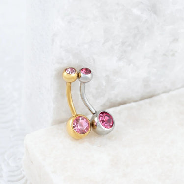 Stainless Steel Colorful Stone Belly Button Ring- studio