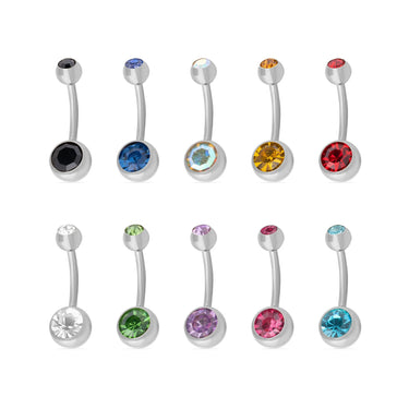 Stainless Steel Colorful Stone Belly Button Ring- main