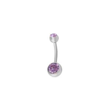 Stainless Steel Colorful Stone Belly Button Ring- purple main