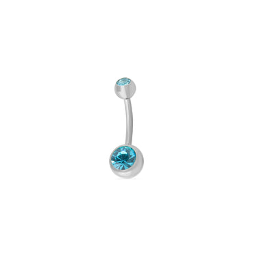Stainless Steel Colorful Stone Belly Button Ring- light blue main
