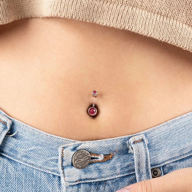Stainless Steel Colorful Stone Belly Button Ring- model