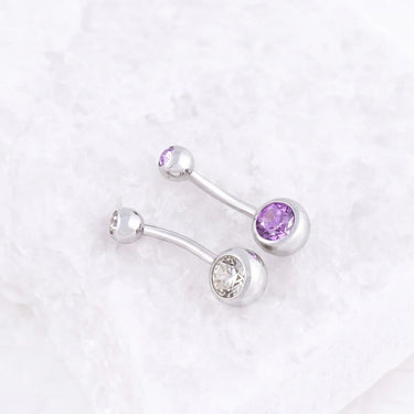 Stainless Steel Colorful Stone Belly Button Ring- studio