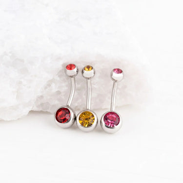 Stainless Steel Colorful Stone Belly Button Ring- studio