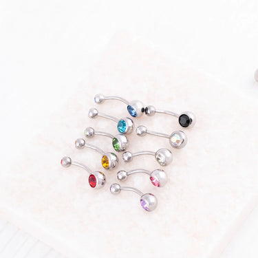 Stainless Steel Colorful Stone Belly Button Ring- collection studio