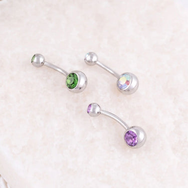 Stainless Steel Colorful Stone Belly Button Ring- studio