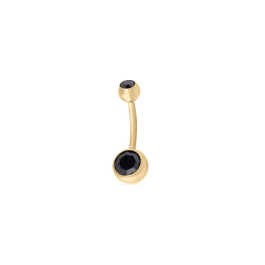 Wholesale jewelry 18K Gold PVD Stainless Steel Colorful Stone Belly Button Ring- black main 