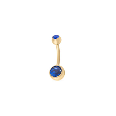 Wholesale jewelry 18K Gold PVD Stainless Steel Colorful Stone Belly Button Ring- blue main 
