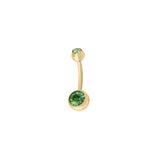 Wholesale jewelry 18K Gold PVD Stainless Steel Colorful Stone Belly Button Ring- green main 
