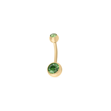 Wholesale jewelry 18K Gold PVD Stainless Steel Colorful Stone Belly Button Ring- green main 