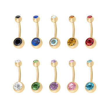 Wholesale jewelry 18K Gold PVD Stainless Steel Colorful Stone Belly Button Ring- main 