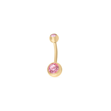Wholesale jewelry 18K Gold PVD Stainless Steel Colorful Stone Belly Button Ring- pink main 